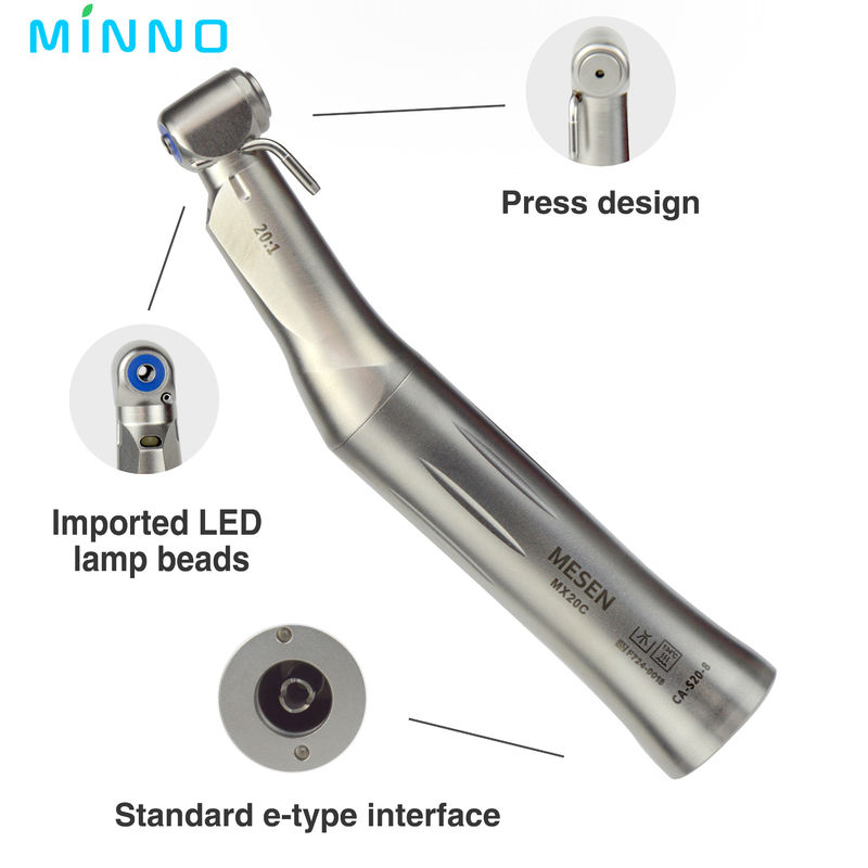 20/1 Implantasi Motor Contra Angle Eksternal Air Spray Kecepatan Rendah Handpiece Tidak Ada LED Bor Alat Kedokteran Gigi