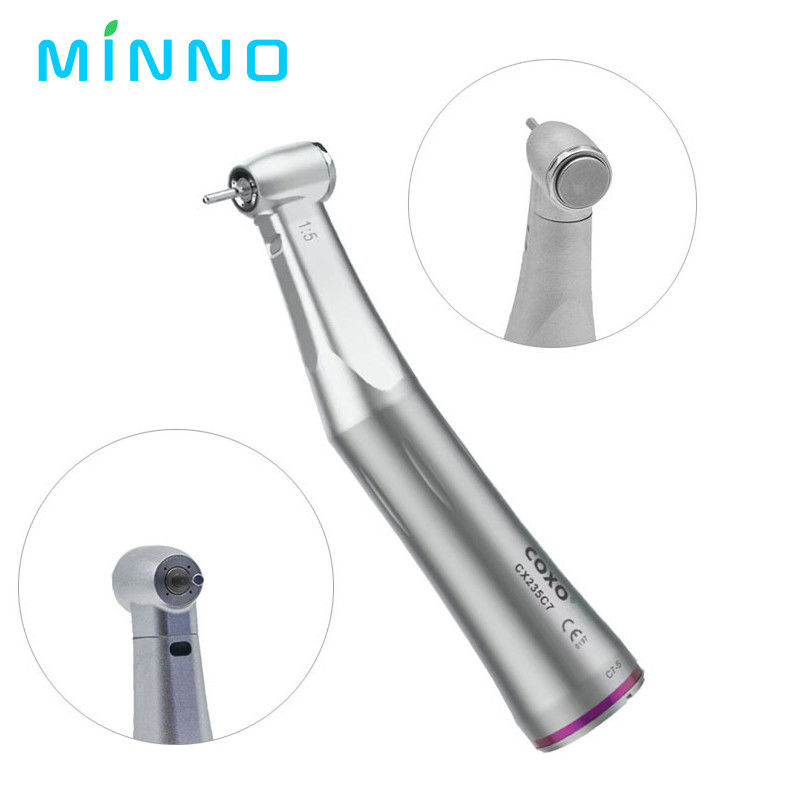 Gigi 1/5 Handpiece Kecepatan Rendah Meningkatkan Cincin Merah Contra Angle Internal Water Spray untuk Motor Tipe E