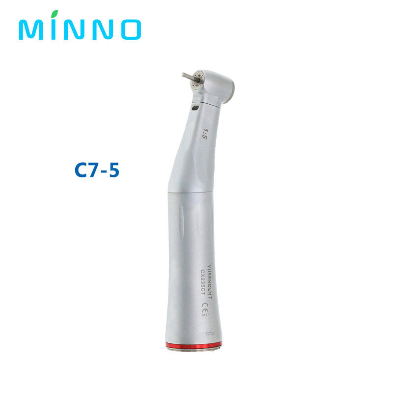Gigi 1/5 Handpiece Kecepatan Rendah Meningkatkan Cincin Merah Contra Angle Internal Water Spray untuk Motor Tipe E