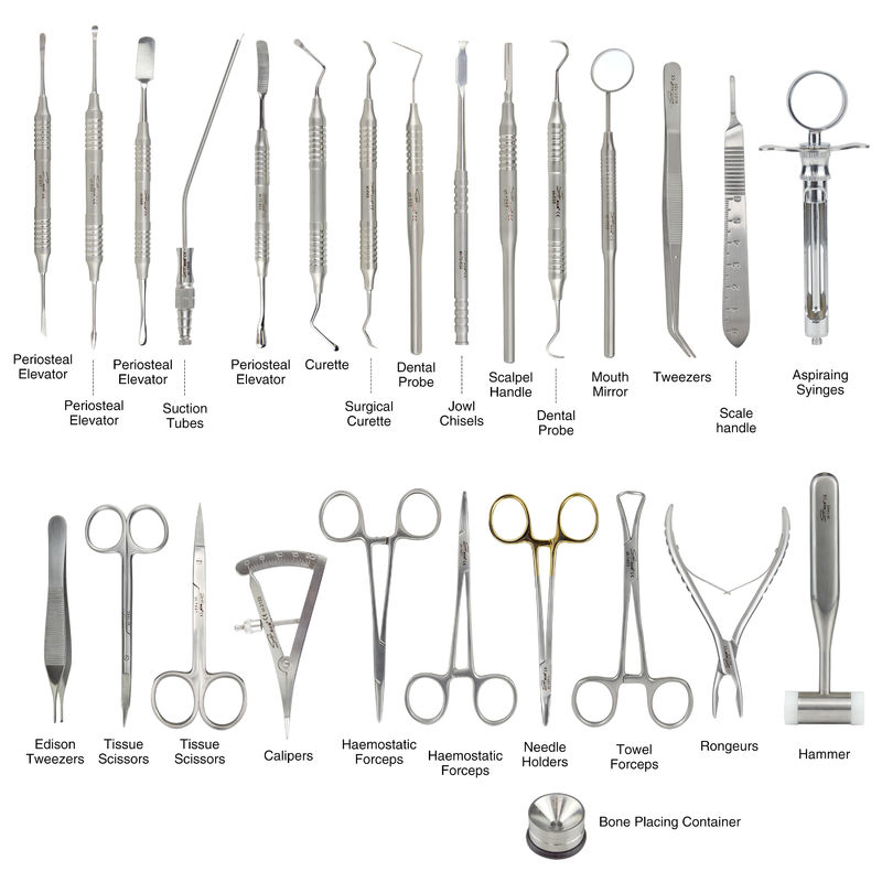 26 set peralatan implan gigi impor Set operasi implan Dibuat dari 304 stainless steel impor